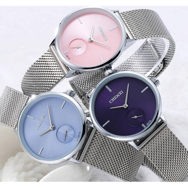 Spot watch mesh woven steel belt women's watch ultra-thin fashion watch waterproof quartz watch wholesale women's watch 061A