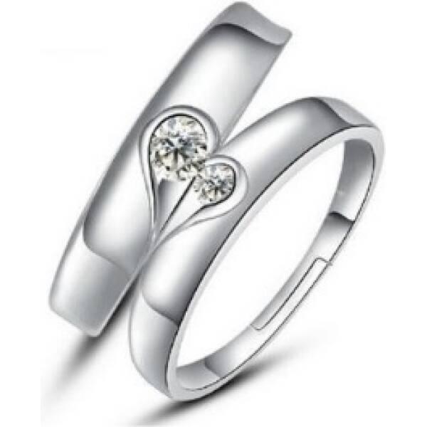 Silver heart diamond ring couple love wedding ring engagement diamond ring men and women marriage wedding heart