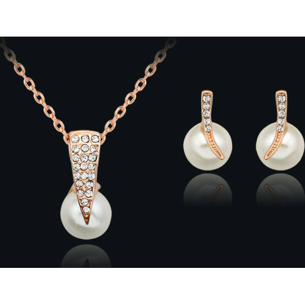 Rhinestone Pearl Necklace Set European And American Wedding Jewelry Party Dress Earrings