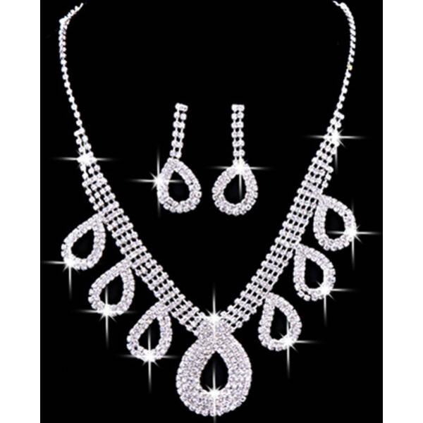 Korean Wedding Wedding Dress Accessories Two Piece Bride Jewelry Jewelry Necklace Ear Ring Installation