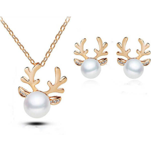 Europe and the United States foreign trade Pearl Necklace Earrings Set Diamond Wedding Jewelry Necklace Set bride antlers