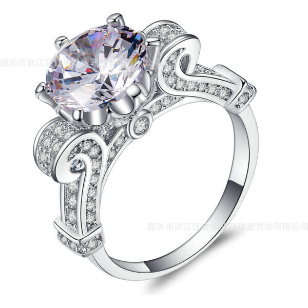Foreign trade explosion jewelry fashion luxury Nvjie AAA zircon gilt micro insert engagement ring wholesale